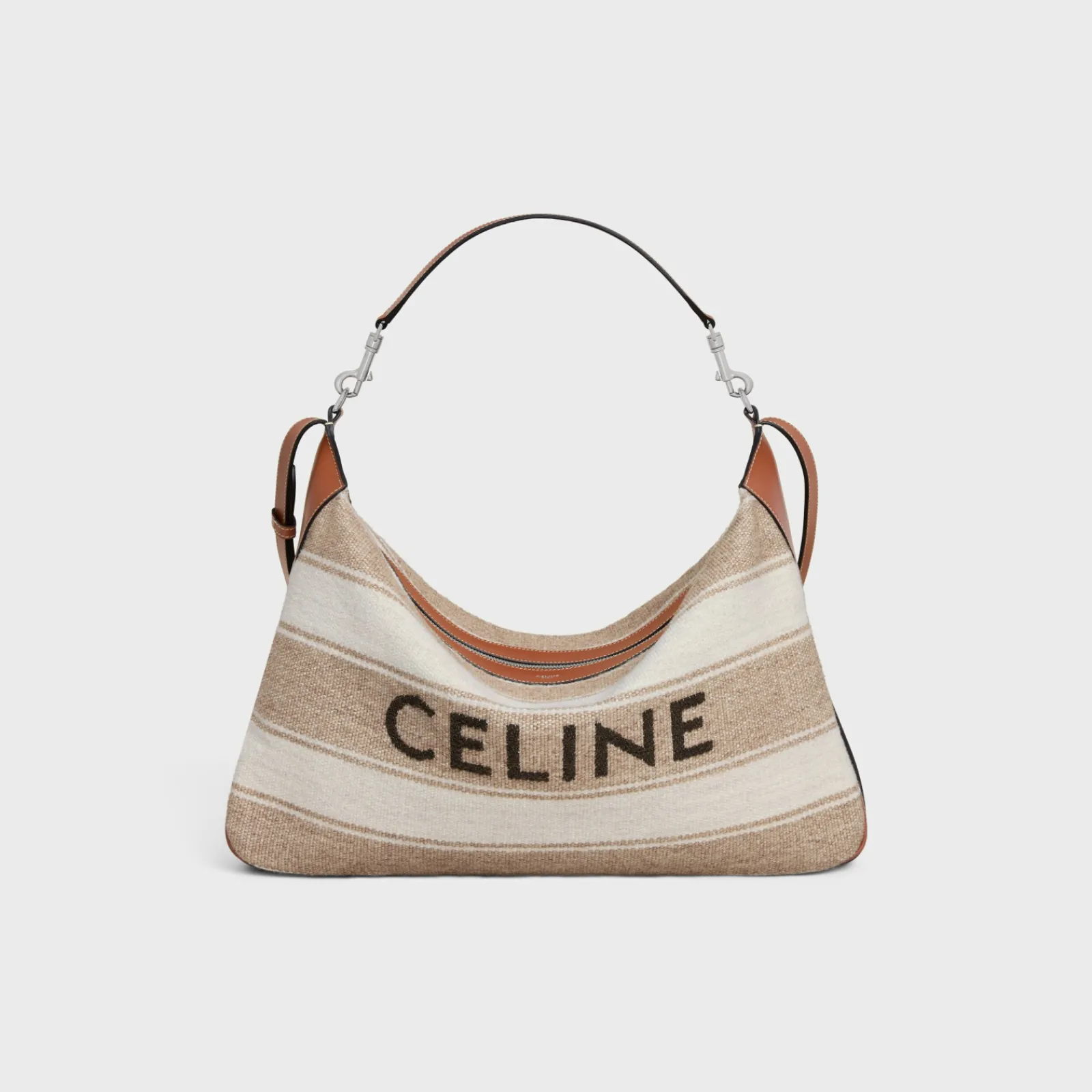 Hot Large Strap Romy in Textile with jacquard and calfskin Romy | Categories·Cross-Body Bags