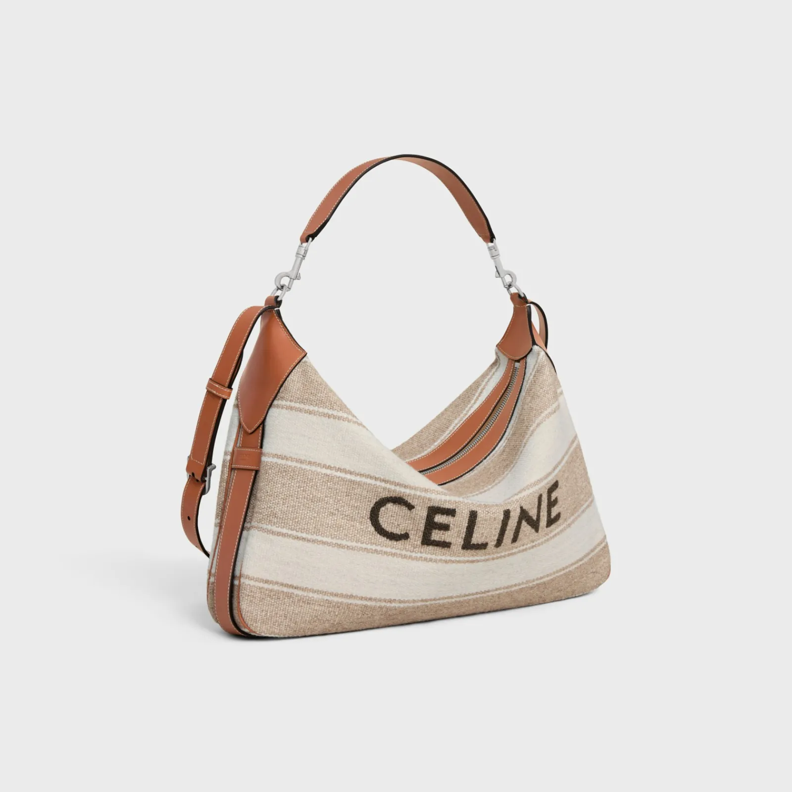 Hot Large Strap Romy in Textile with jacquard and calfskin Romy | Categories·Cross-Body Bags