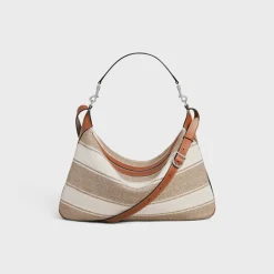 Hot Large Strap Romy in Textile with jacquard and calfskin Romy | Categories·Cross-Body Bags