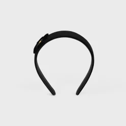 Sale Le Soir Ribbon Headband in Polyester, Calfskin and Brass with Gold Finish Women Hair Accessories