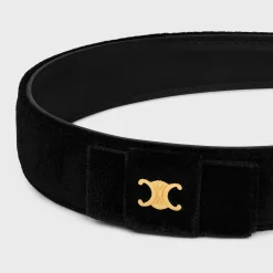 Sale Le Soir Ribbon Headband in Polyester, Calfskin and Brass with Gold Finish Women Hair Accessories