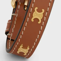 Online Les Cuirs Bracelet in Calfskin and Brass with Gold Finish Women Triomphe | Other Lines