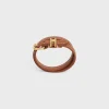 New Les Cuirs Double Bracelet in Calfskin and Brass with Gold Finish Women Triomphe | Other Lines