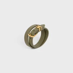 Hot Les Cuirs Double Bracelet in Calfskin and Brass with Gold Finish Women Triomphe | Other Lines