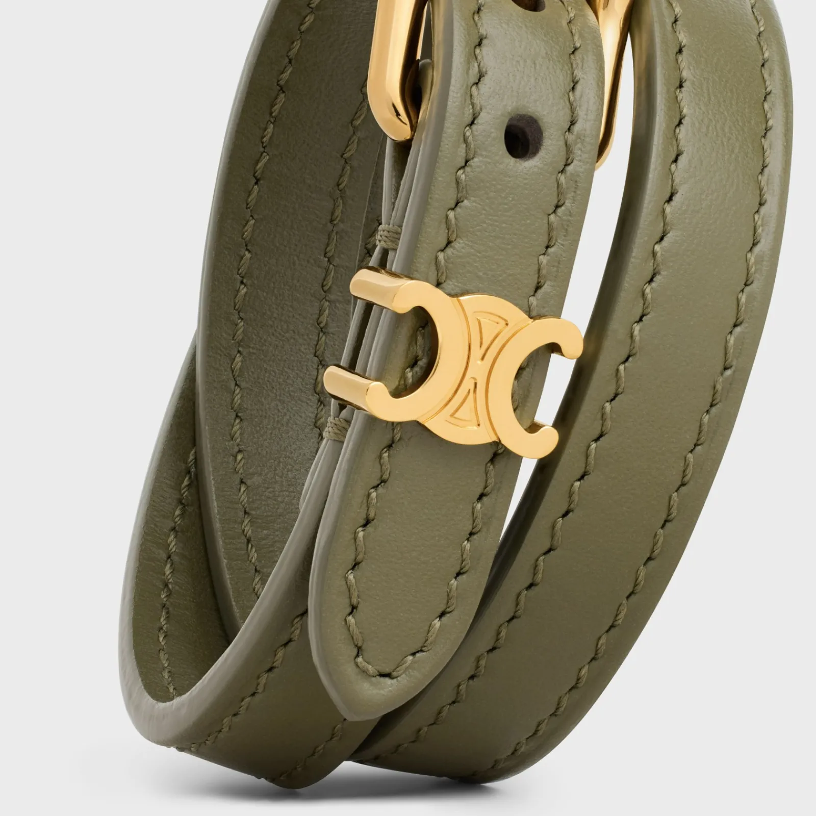 Hot Les Cuirs Double Bracelet in Calfskin and Brass with Gold Finish Women Triomphe | Other Lines