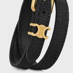 Discount Les Cuirs Double Bracelet in Lizard, Calfskin and Brass with Gold Finish Women Triomphe | Other Lines