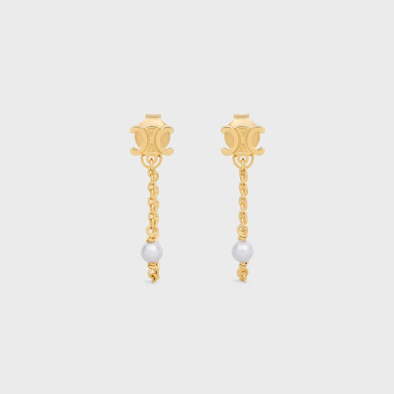 New Les Perles Chain Earrings in Brass with Gold Finish and Resin Pearls Women Triomphe | Categories·Earrings