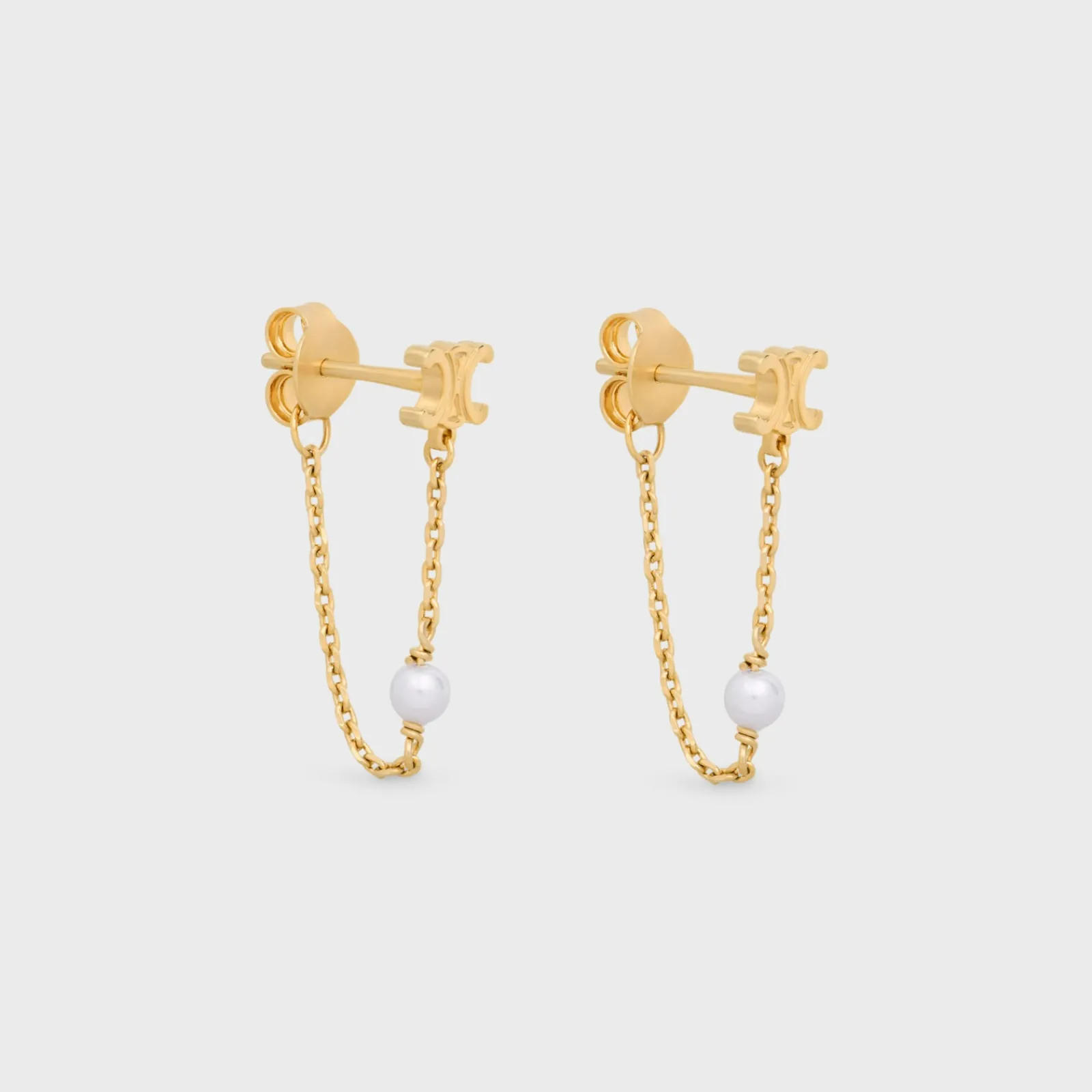New Les Perles Chain Earrings in Brass with Gold Finish and Resin Pearls Women Triomphe | Categories·Earrings