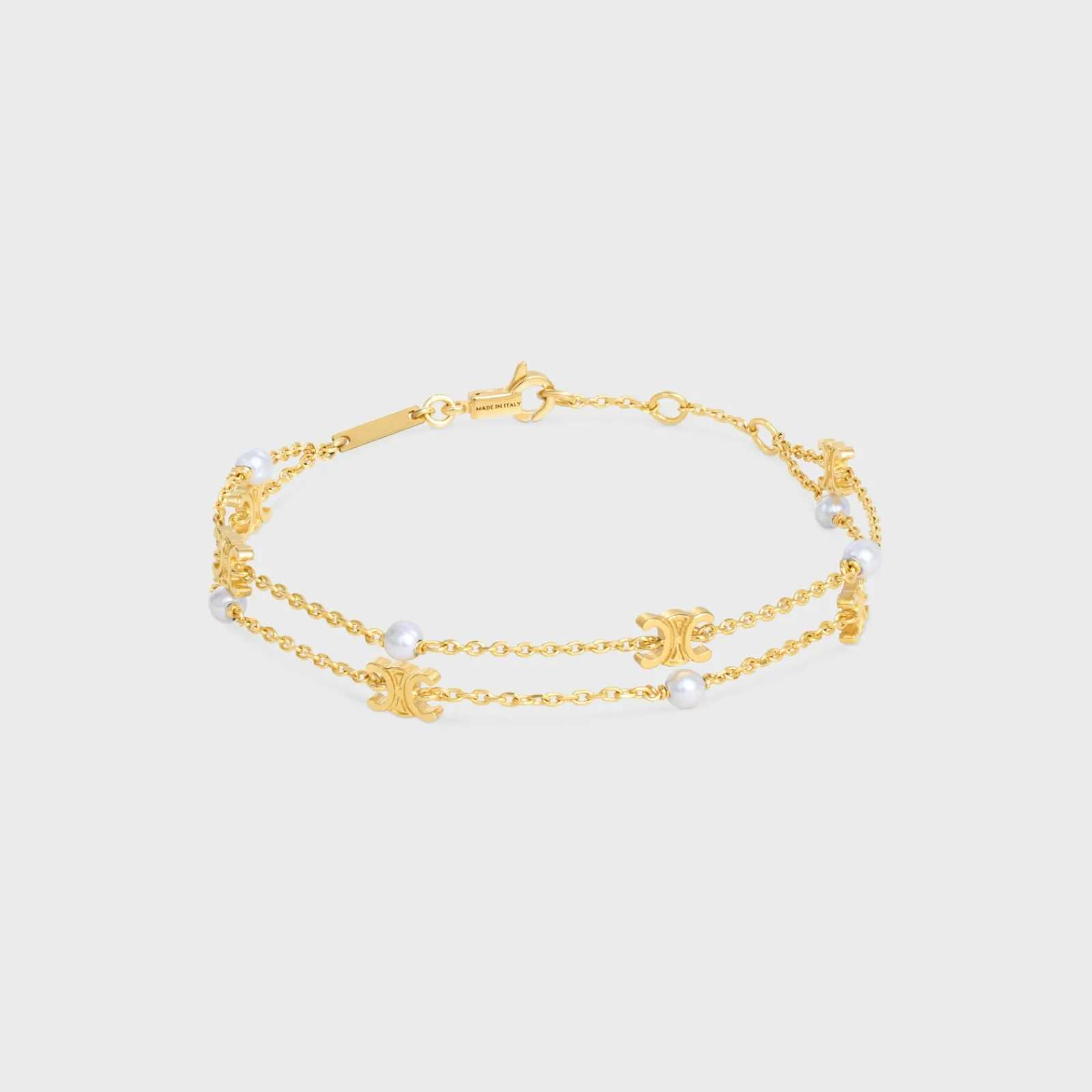Discount Les Perles Double Bracelet in Brass with Gold Finish and Resin Pearls Women Triomphe | Categories·Bracelets