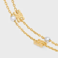 Discount Les Perles Double Bracelet in Brass with Gold Finish and Resin Pearls Women Triomphe | Categories·Bracelets