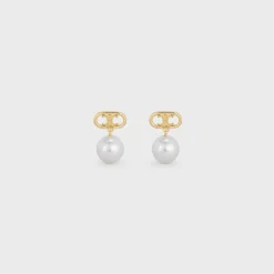 Sale Les Perles Earrings in Brass with Gold Finish and Glass Pearls Women Triomphe | Categories·Earrings