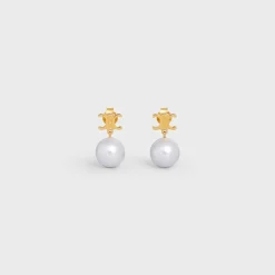 Best Les Perles Earrings in Brass with Gold Finish and Glass Pearls Women Triomphe | Categories·Earrings