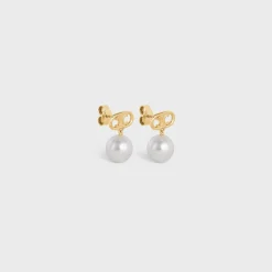 Sale Les Perles Earrings in Brass with Gold Finish and Glass Pearls Women Triomphe | Categories·Earrings
