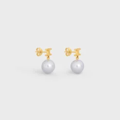 Best Les Perles Earrings in Brass with Gold Finish and Glass Pearls Women Triomphe | Categories·Earrings
