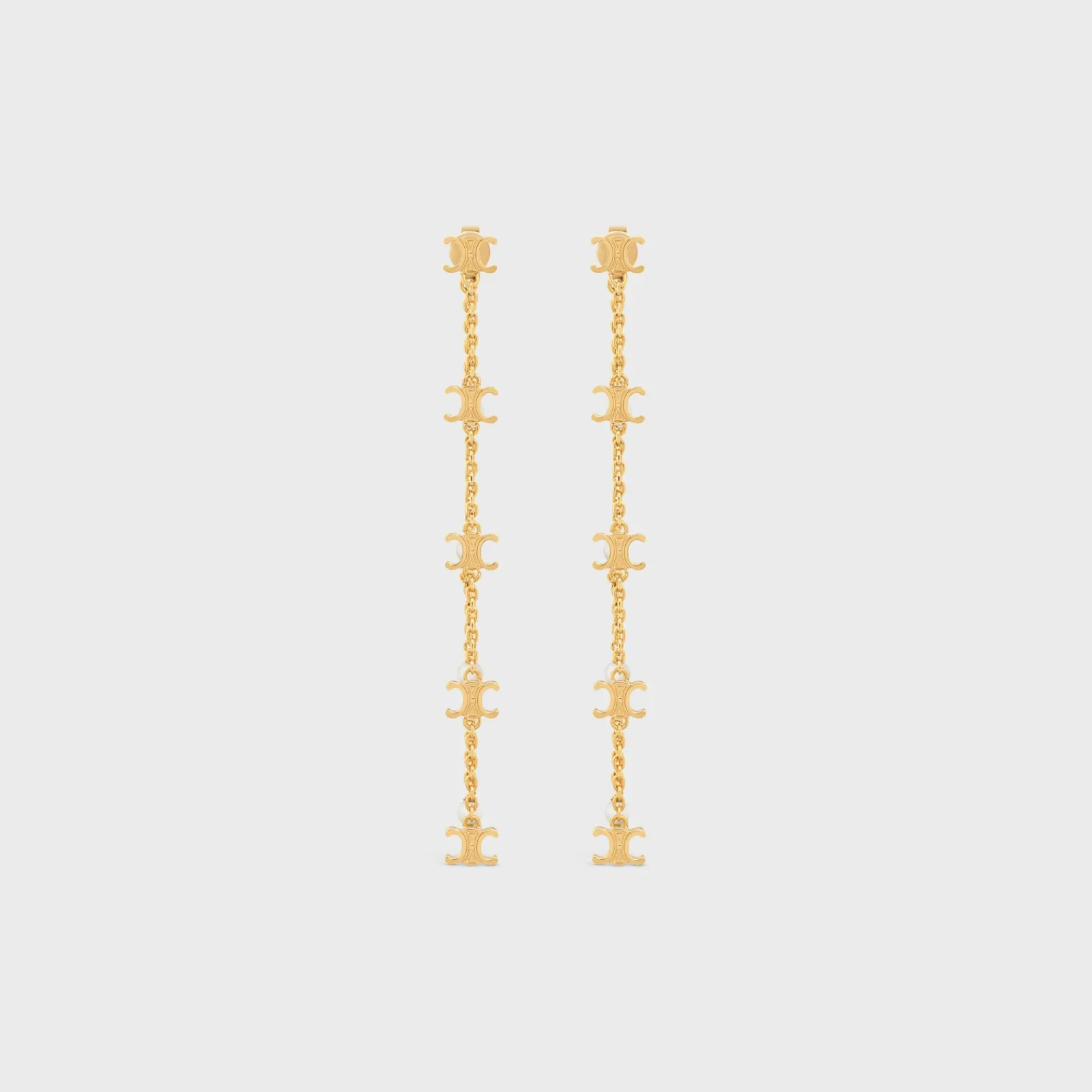 Online Les Perles Long Earrings in Brass with Gold Finish and Resin Pearls Women Triomphe | Categories·Earrings