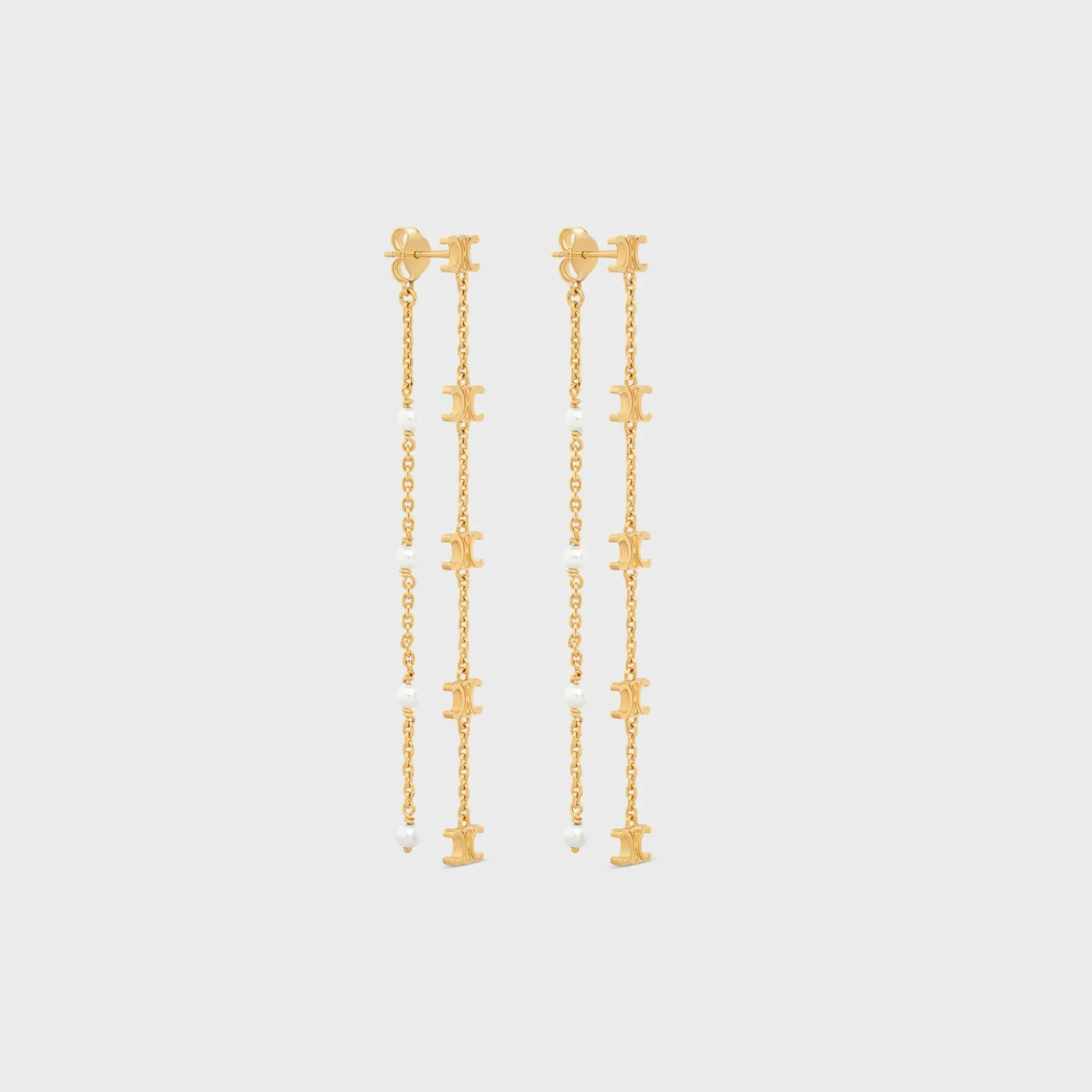 Online Les Perles Long Earrings in Brass with Gold Finish and Resin Pearls Women Triomphe | Categories·Earrings