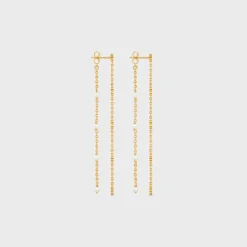 Online Les Perles Long Earrings in Brass with Gold Finish and Resin Pearls Women Triomphe | Categories·Earrings