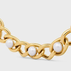Online Les Perles Maillon Necklace in Brass with Gold Finish and Resin Pearls Women Other Lines | Categories·Necklaces