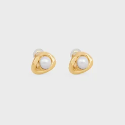 Sale Les Perles Maillon Earrings in Brass with Gold Finish and Resin Pearls Women Other Lines | Categories·Earrings