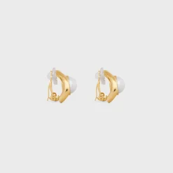 Sale Les Perles Maillon Earrings in Brass with Gold Finish and Resin Pearls Women Other Lines | Categories·Earrings