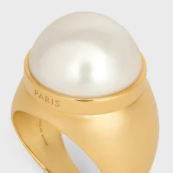 Online Les Perles Ring in Resin Pearls and Brass with Gold Finish Women Other Lines | Categories·Rings