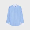 Online loose shirt with inverted collar in striped cotton Shirts