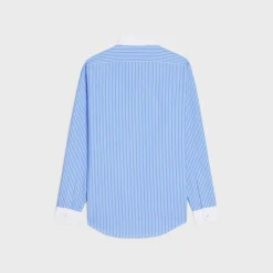 Online loose shirt with inverted collar in striped cotton Shirts