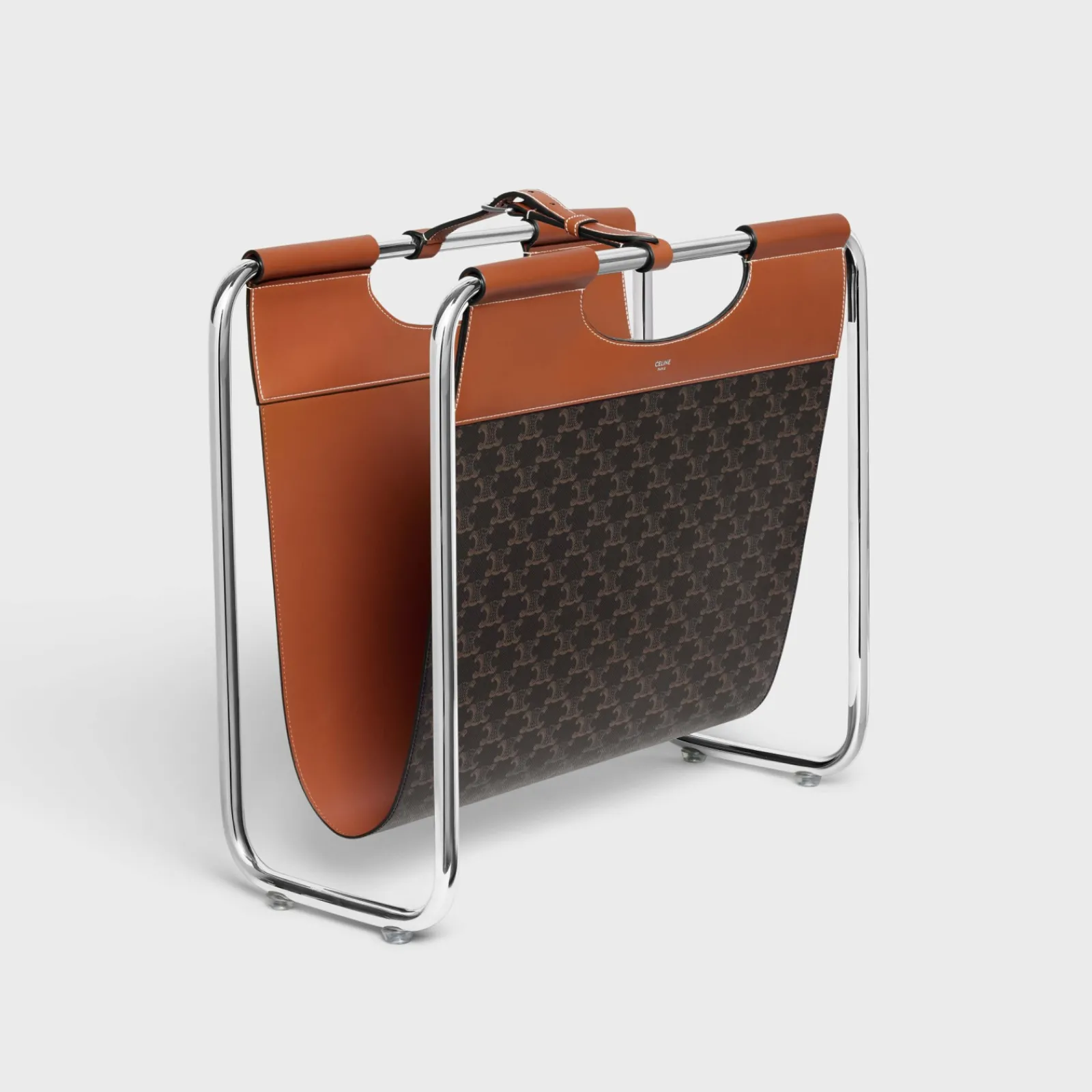 New Magazine rack in triomphe canvas and aluminium Stationery