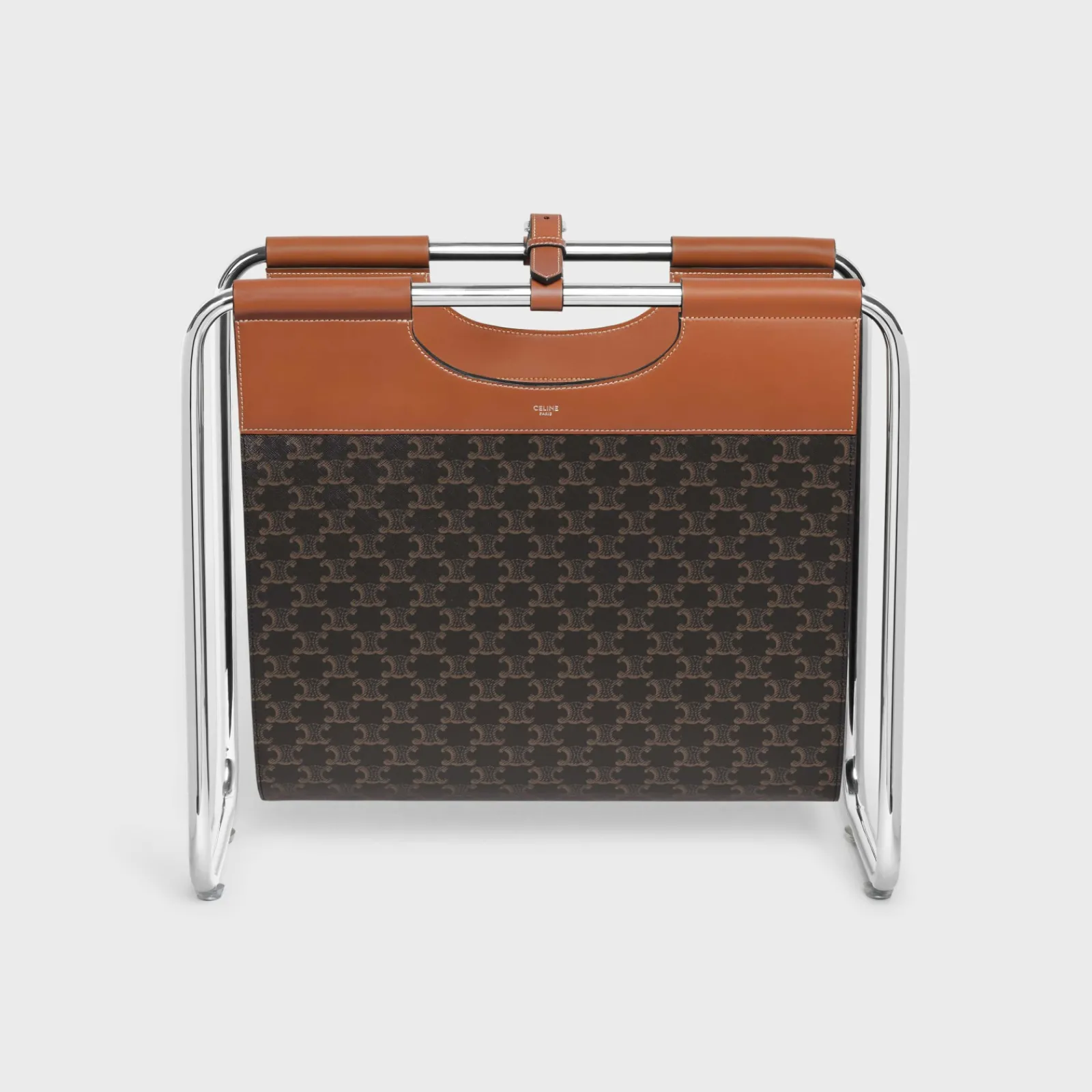 New Magazine rack in triomphe canvas and aluminium Stationery