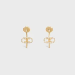 Fashion Maillon Triomphe Hoops in Yellow Gold and Diamonds Women Maillon Triomphe | Categories·Earrings
