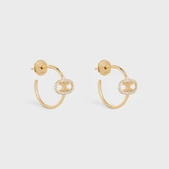 Fashion Maillon Triomphe Hoops in Yellow Gold and Diamonds Women Maillon Triomphe | Categories·Earrings