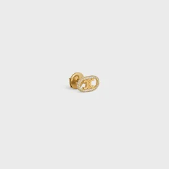 Outlet Maillon Triomphe Stud in Yellow Gold and Diamonds Women Maillon Triomphe | Categories·Earrings