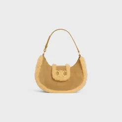 Fashion MEDIUM AVA TRIOMPHE BAG in SUEDE CALFSKIN AND SHEARLING Women More Lines·Ava | Categories·Shoulder Bags