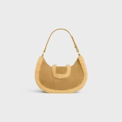 Fashion MEDIUM AVA TRIOMPHE BAG in SUEDE CALFSKIN AND SHEARLING Women More Lines·Ava | Categories·Shoulder Bags