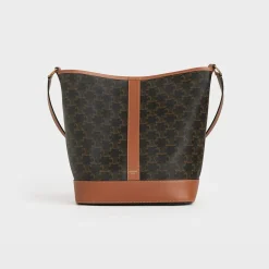 Outlet Medium Bucket in Triomphe Canvas and calfskin Women Triomphe Canvas | Categories·Cross-Body Bags