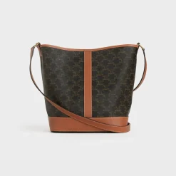 Outlet Medium Bucket in Triomphe Canvas and calfskin Women Triomphe Canvas | Categories·Cross-Body Bags