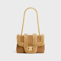 New Medium Victoire Bag in SUEDE CALFSKIN AND SHEARLING Women More Lines·Celine Victoire | Categories·Cross-Body Bags