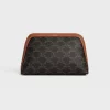 New MEDIUM COSMETIC POUCH IN TRIOMPHE CANVAS AND CALFSKIN Beauty Accessories | Travel