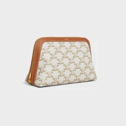 Online MEDIUM COSMETIC POUCH IN TRIOMPHE CANVAS AND CALFSKIN Beauty Accessories | Travel