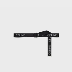 Clearance MEDIUM DOUBLE RING BELT in Jacquard Textile and Calfskin Belts