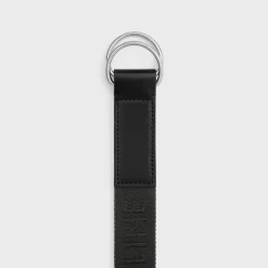 Online MEDIUM DOUBLE RING BELT in Jacquard Textile and Calfskin Belts
