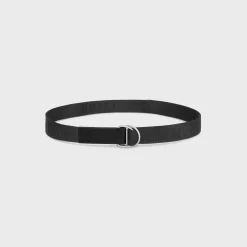 Online MEDIUM DOUBLE RING BELT in Jacquard Textile and Calfskin Belts