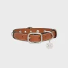 Outlet Medium Large Dog Collar in Triomphe Canvas and Calfskin with Studs Dog Accessories