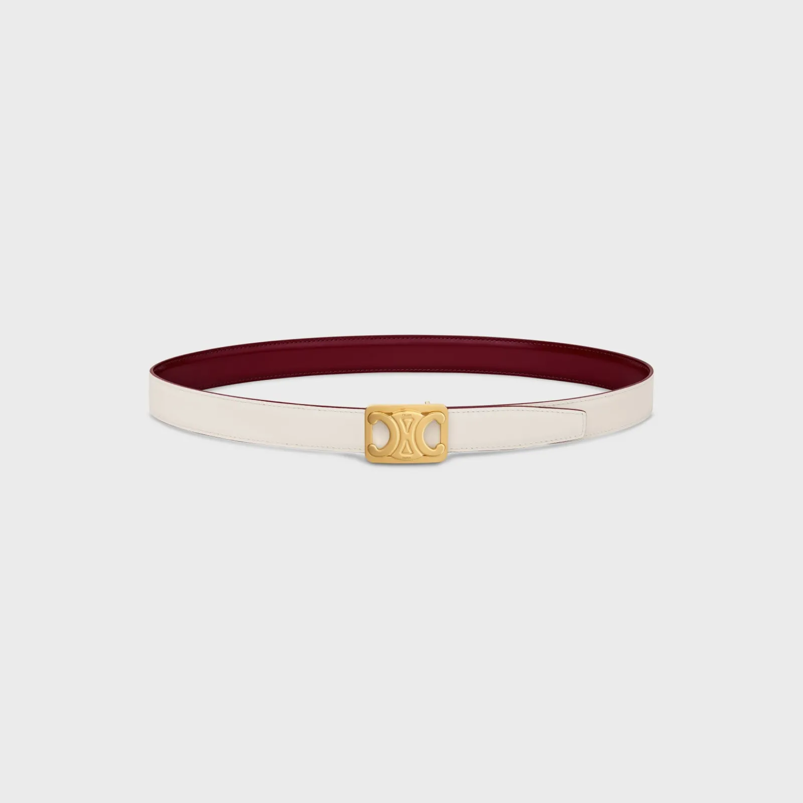 Outlet MEDIUM REVERSIBLE FRAMED TRIOMPHE BELT in TAURILLON AND NATURAL CALFSKIN Women Triomphe