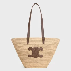 Outlet MEDIUM SUPPLE CLASSIC PANIER in Raffia and calfskin Women More Lines·Classic Panier