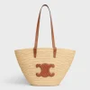 Fashion MEDIUM SUPPLE CLASSIC PANIER in Raffia and calfskin Women More Lines·Classic Panier | Categories·Hobo And Tote Bags