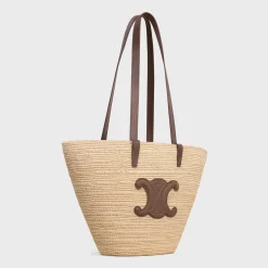 Outlet MEDIUM SUPPLE CLASSIC PANIER in Raffia and calfskin Women More Lines·Classic Panier