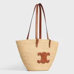 Fashion MEDIUM SUPPLE CLASSIC PANIER in Raffia and calfskin Women More Lines·Classic Panier | Categories·Hobo And Tote Bags