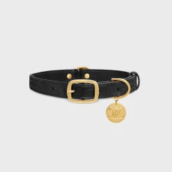 Discount Medium thin dog collar in smooth calfskin with embossed Dog Accessories