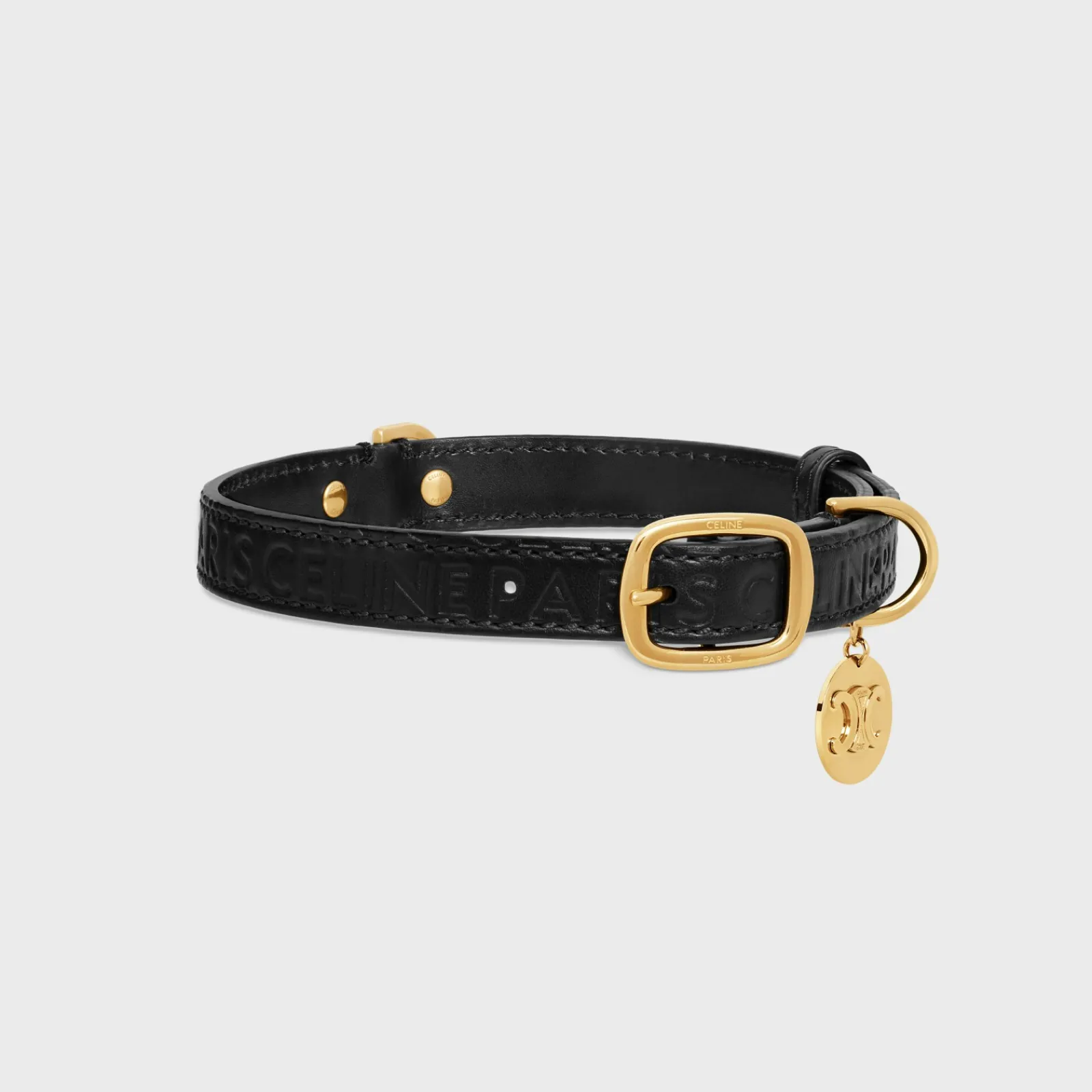 Discount Medium thin dog collar in smooth calfskin with embossed Dog Accessories
